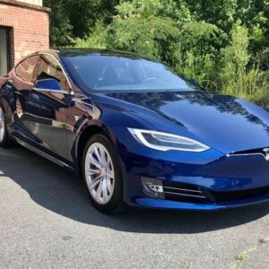 Blue Tesla Model 3 ceramic coated - view of the whole car
