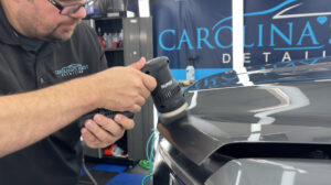Small polisher preparing surface for PPF
